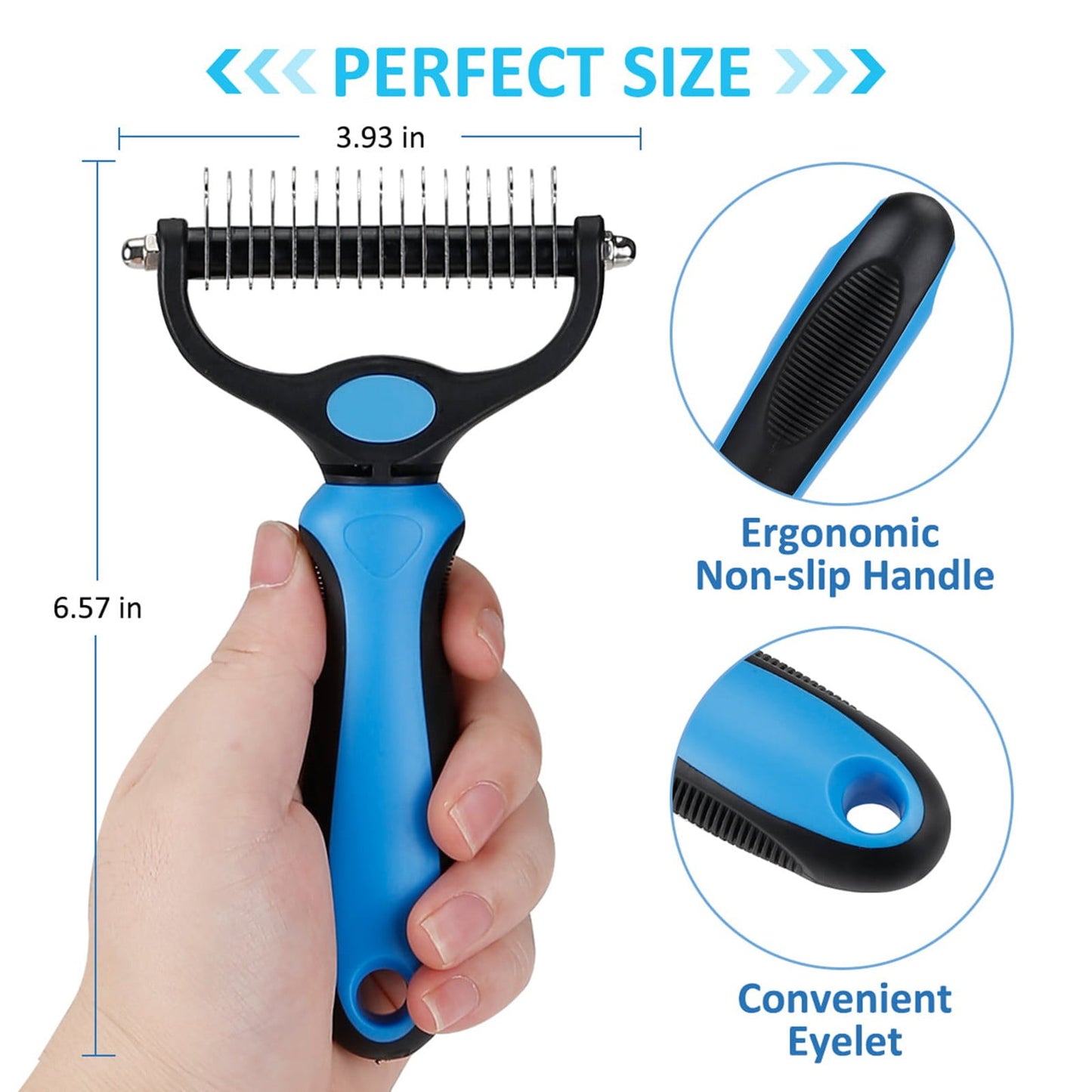 Pet Grooming Dematting Brush Undercoat Rake for Dogs & Cats 2 Grooming Tool