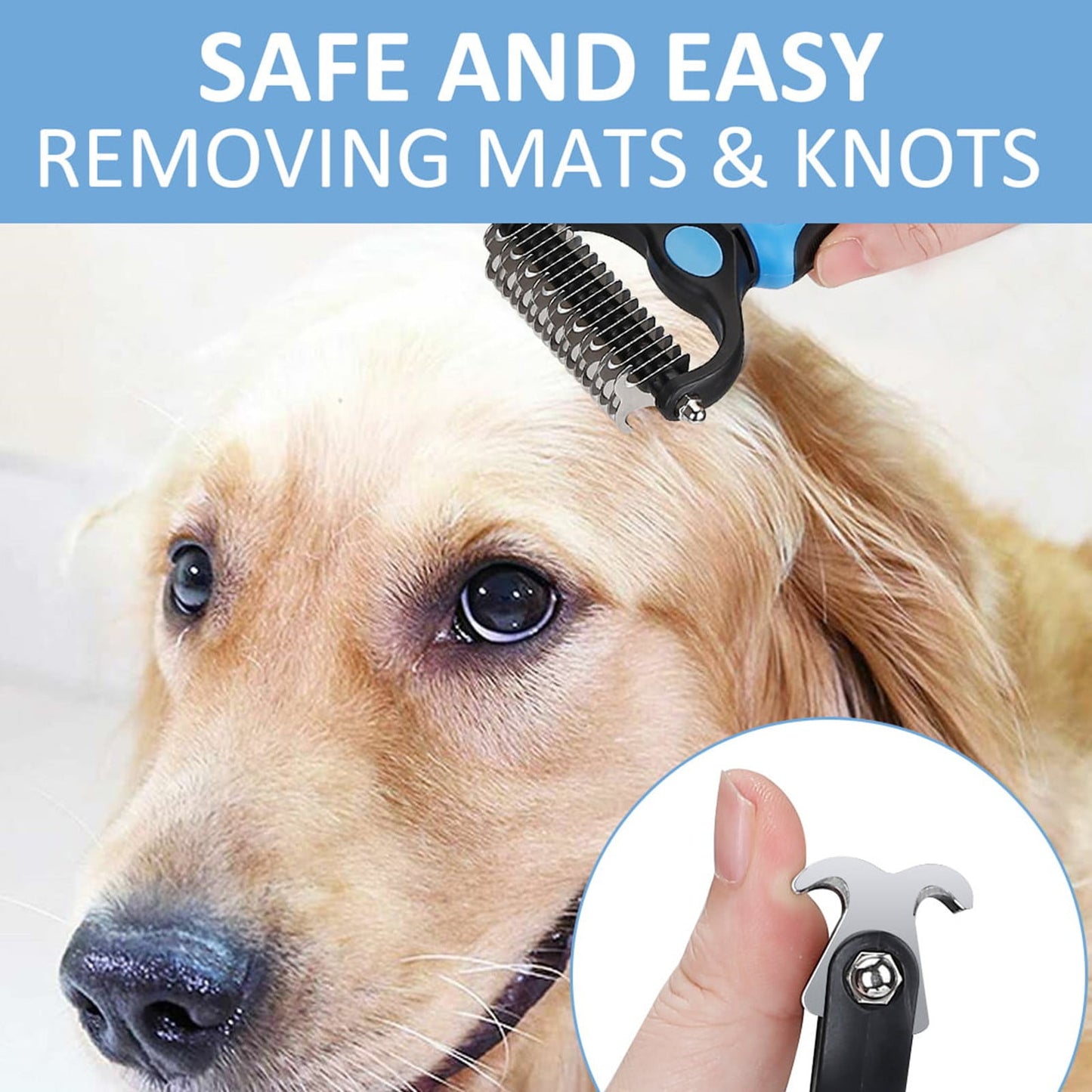 Pet Grooming Dematting Brush Undercoat Rake for Dogs & Cats 2 Grooming Tool