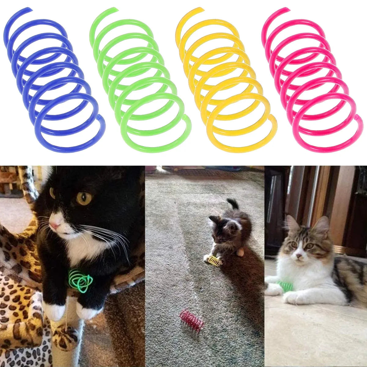 16Pcs Cat Springs Toys Kitten Coil Spiral Pet Interactive Gauge Plastic Spring Toy Colorful Springs Cat Pet Toy Products