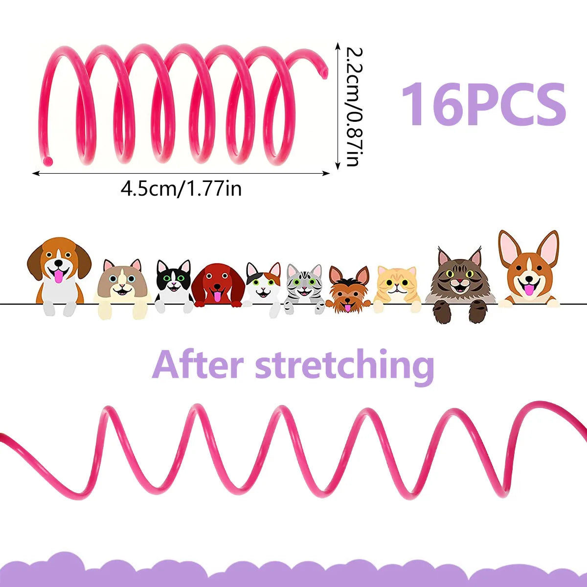 16Pcs Cat Springs Toys Kitten Coil Spiral Pet Interactive Gauge Plastic Spring Toy Colorful Springs Cat Pet Toy Products