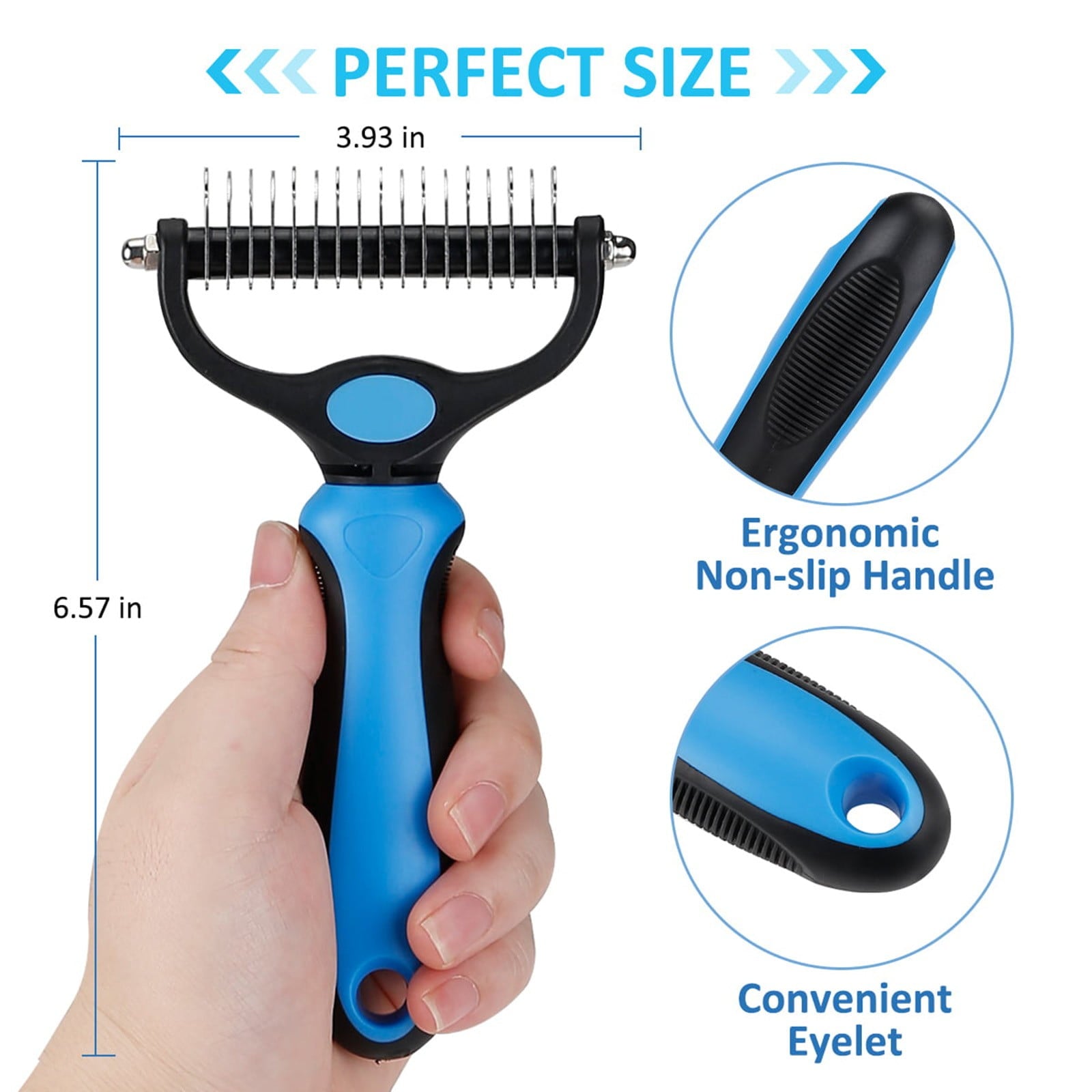 Pet Grooming Dematting Brush Undercoat Rake for Dogs & Cats 2 Grooming Tool