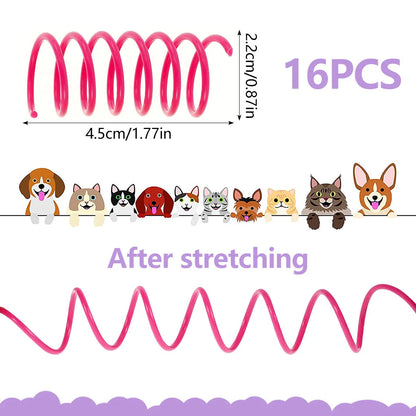 16Pcs Cat Springs Toys Kitten Coil Spiral Pet Interactive Gauge Plastic Spring Toy Colorful Springs Cat Pet Toy Products