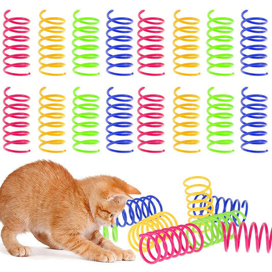 16Pcs Cat Springs Toys Kitten Coil Spiral Pet Interactive Gauge Plastic Spring Toy Colorful Springs Cat Pet Toy Products