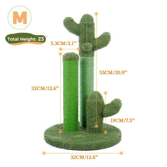 Cactus Cat Scratching Post with Natural Sisal Rope, Interactive Dangling Ball, Green Cat Scratcher for Indoor, Cat Toys
